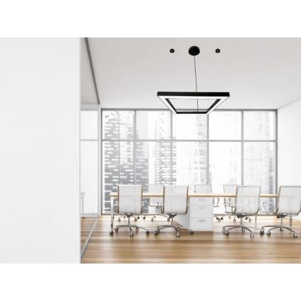 LED Luster na lanku LED/70W/230V 4000K 100x100 cm čierna