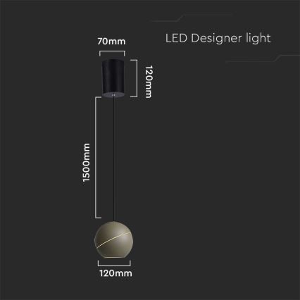 LED Luster na lanku LED/8,5W/230V 3000K šedá