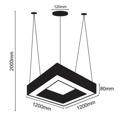 LED Luster na lanku LED/80W/230V 4000K 120x120 cm čierna