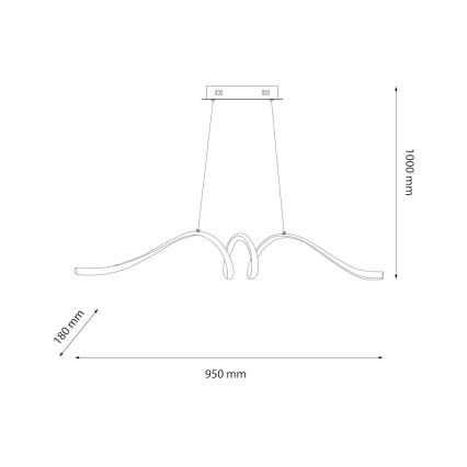 LED Luster na lanku LOOP LED/28W/230V čierna