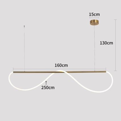 LED Luster na lanku MELECA LED/36W/230V 3000/4000/6000K 160 cm zlatý