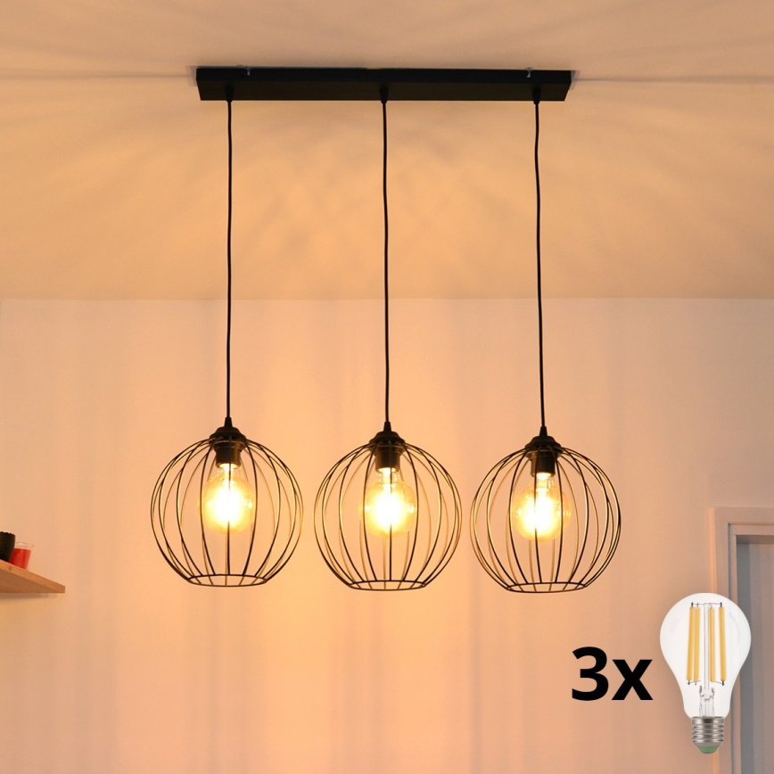 LED Luster na lanku MERCURE 3xE27/15W/230V