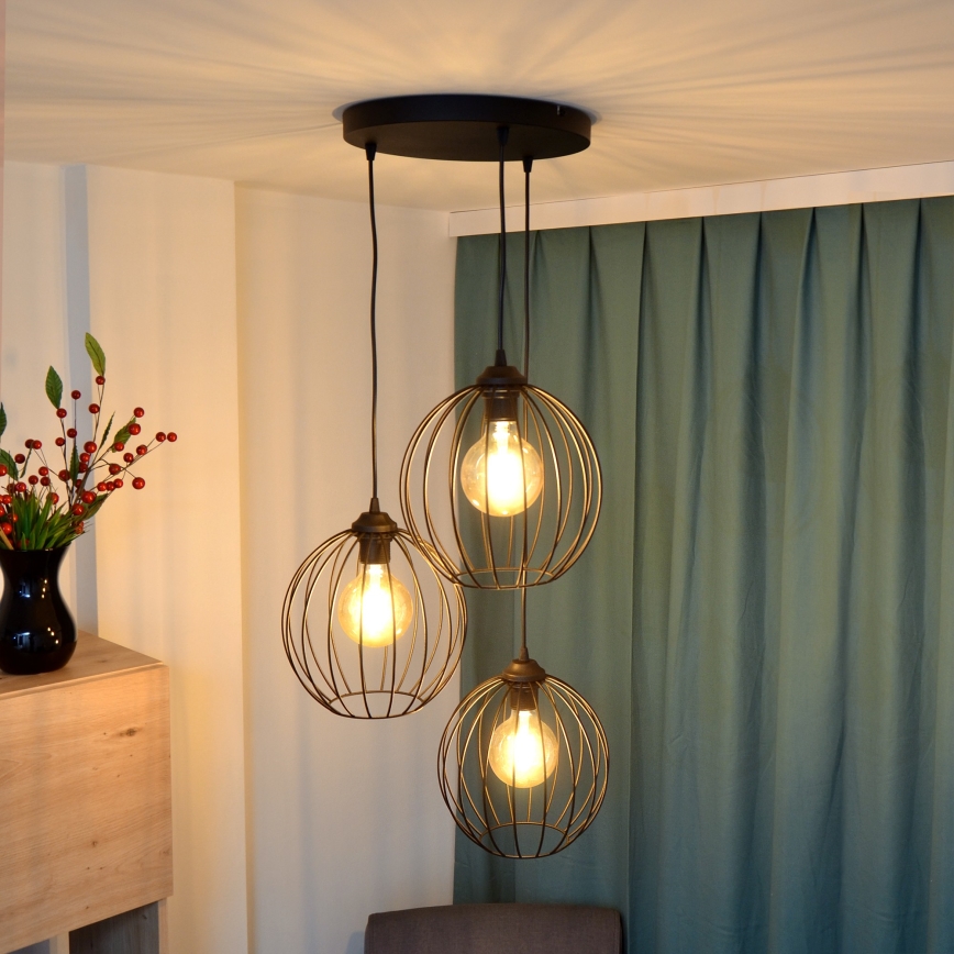 LED Luster na lanku MERCURE 3xE27/15W/230V ø 50 cm čierna