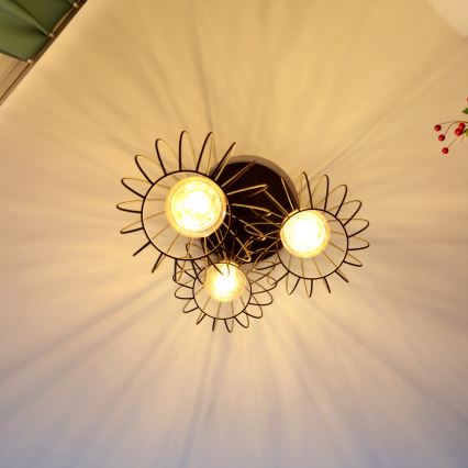 LED Luster na lanku MERCURE 3xE27/15W/230V ø 50 cm čierna