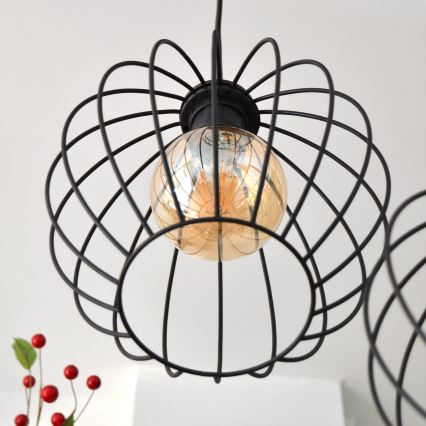 LED Luster na lanku MERCURE 3xE27/15W/230V ø 50 cm čierna