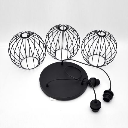 LED Luster na lanku MERCURE 3xE27/15W/230V ø 50 cm čierna