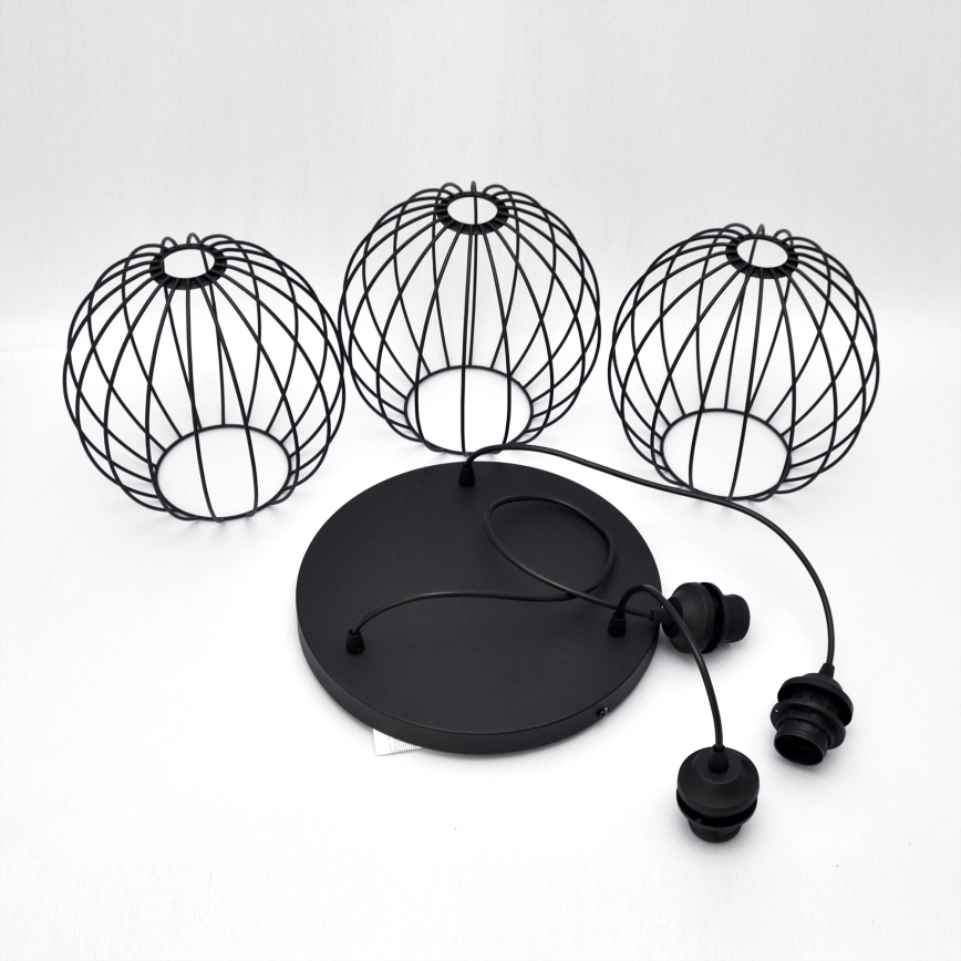 LED Luster na lanku MERCURE 3xE27/15W/230V ø 50 cm čierna