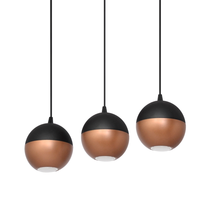 LED Luster na lanku MIDWAY 3xGU10/4,8W/230V čierna/medená