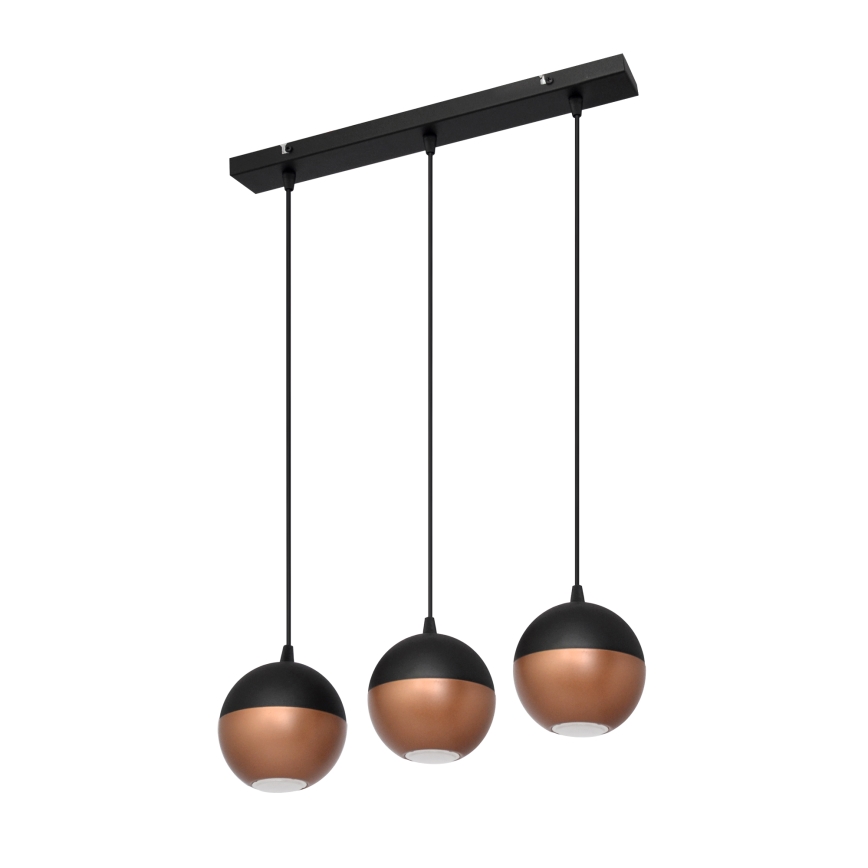 LED Luster na lanku MIDWAY 3xGU10/4,8W/230V čierna/medená