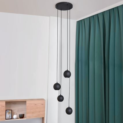 LED Luster na lanku MIDWAY 4xGU10/4,8W/230V čierna