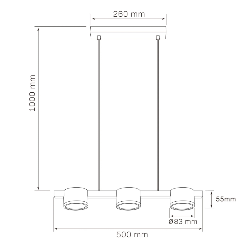 LED Luster na lanku MIRELLA 3xGX53/6W/230V čierna