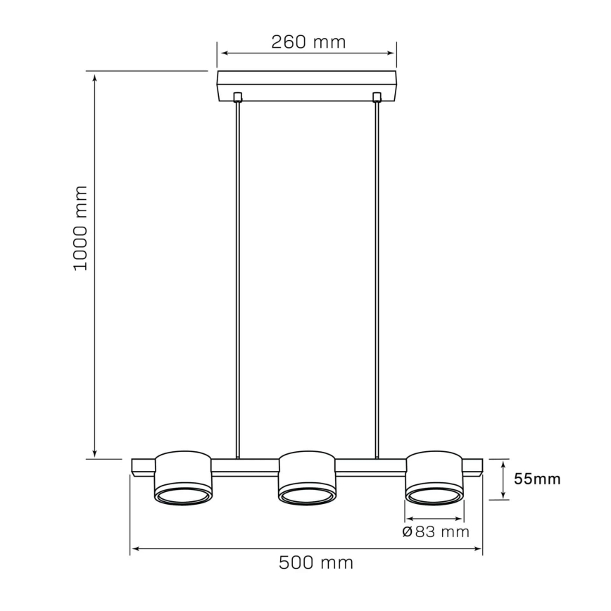 LED Luster na lanku MIRELLA 3xGX53/6W/230V zlatá/čierna