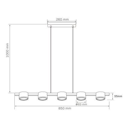 LED Luster na lanku MIRELLA 5xGX53/6W/230V čierna