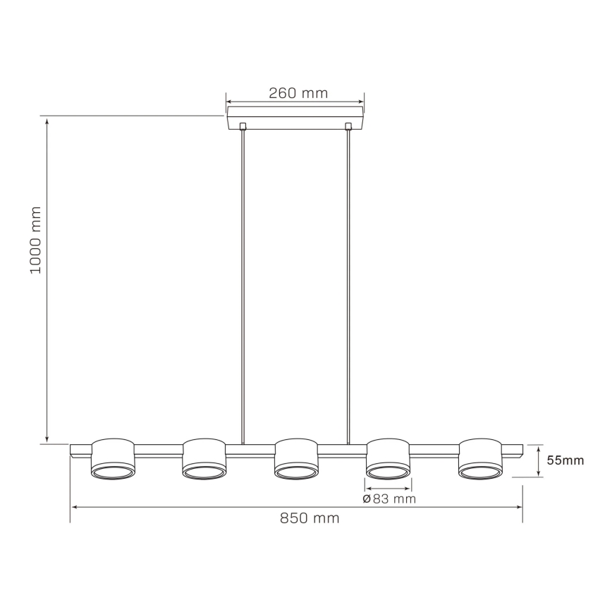 LED Luster na lanku MIRELLA 5xGX53/6W/230V čierna
