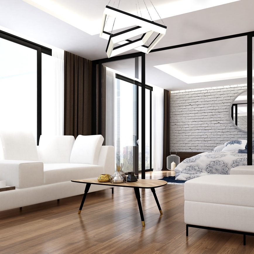 LED Luster na lanku NERO 2xLED/80W/230V