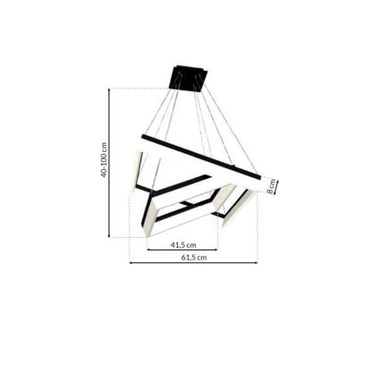 LED Luster na lanku NERO 2xLED/80W/230V