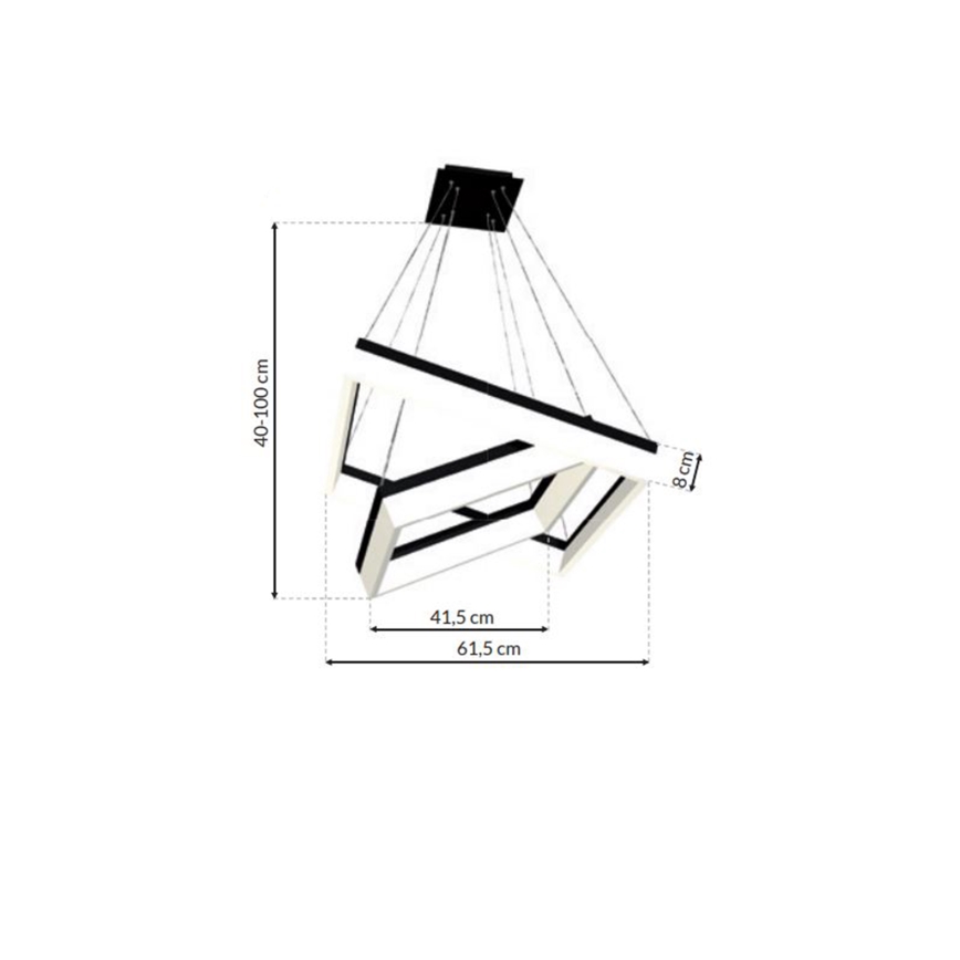 LED Luster na lanku NERO 2xLED/80W/230V