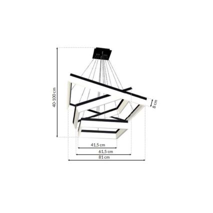 LED Luster na lanku NERO 3xLED/140W/230V