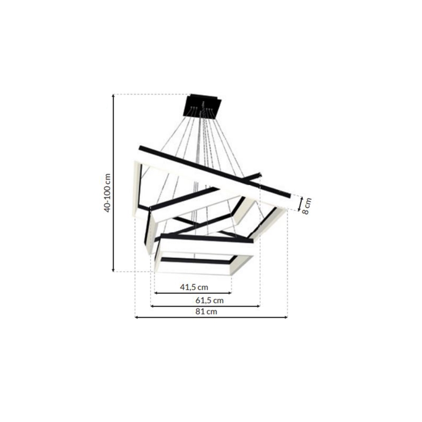 LED Luster na lanku NERO 3xLED/140W/230V