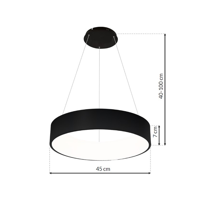 LED Luster na lanku OHIO BLACK LED/24W/230V