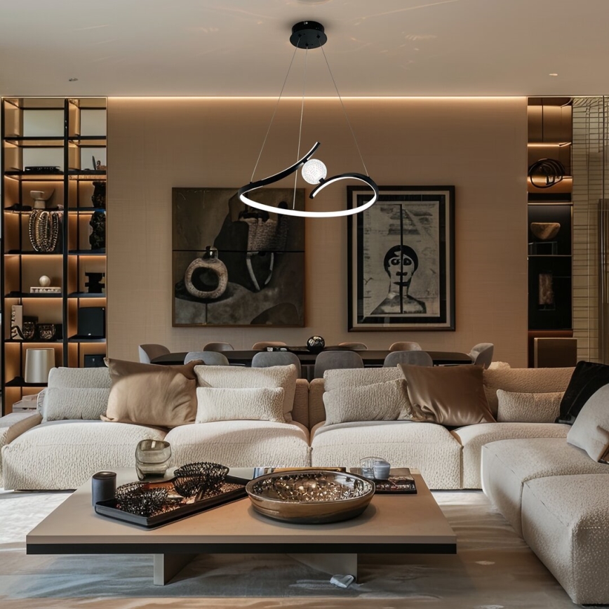 LED Luster na lanku PERLA LED/34W/230V čierna