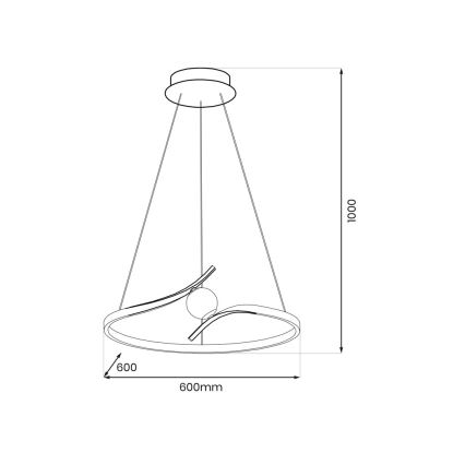 LED Luster na lanku PERLA LED/34W/230V čierna