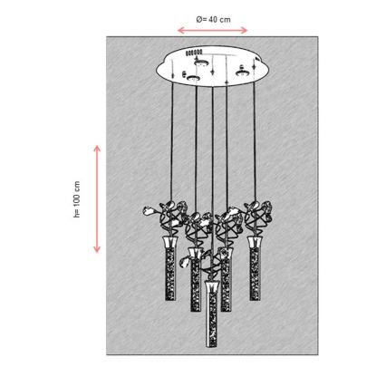 LED Luster na lanku PIGEON 5xLED/6W/230V 6500K lesklý chróm