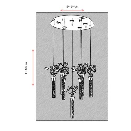 LED luster na lanku PIGEON 7xLED/6W/230V 6500K lesklý chróm