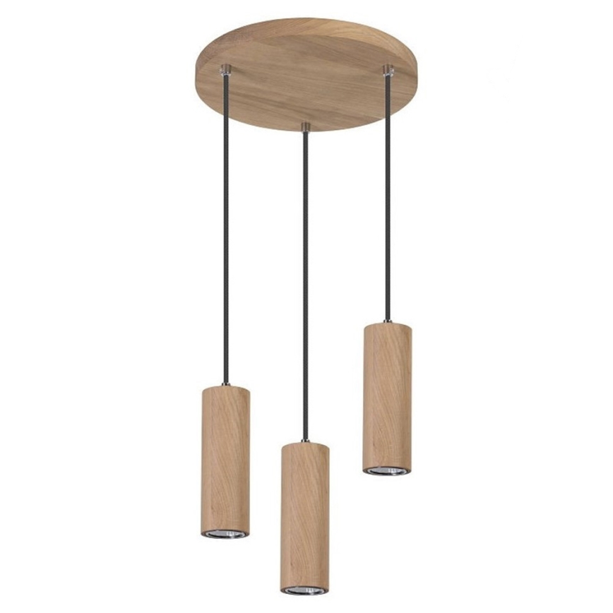 LED Luster na lanku PIPE 3xGU10/5W/230V matný dub