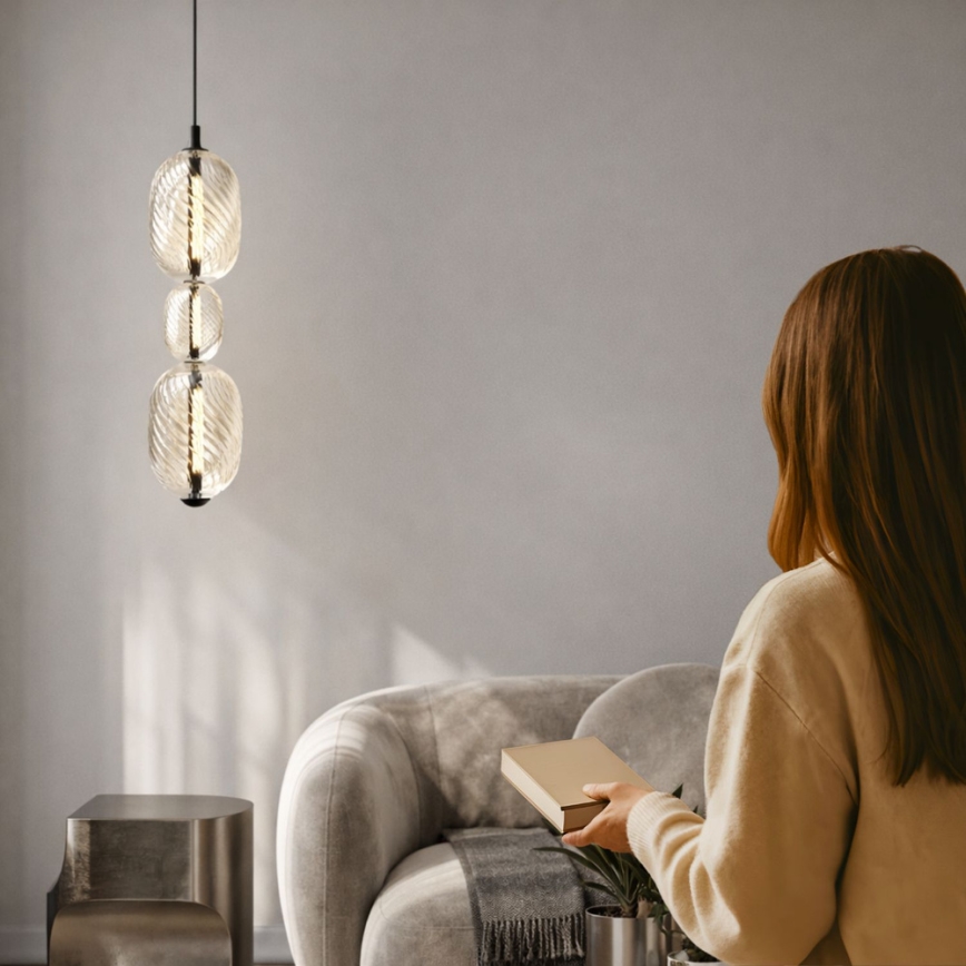 LED luster na lanku PLAYA LED/12W/230V čierny