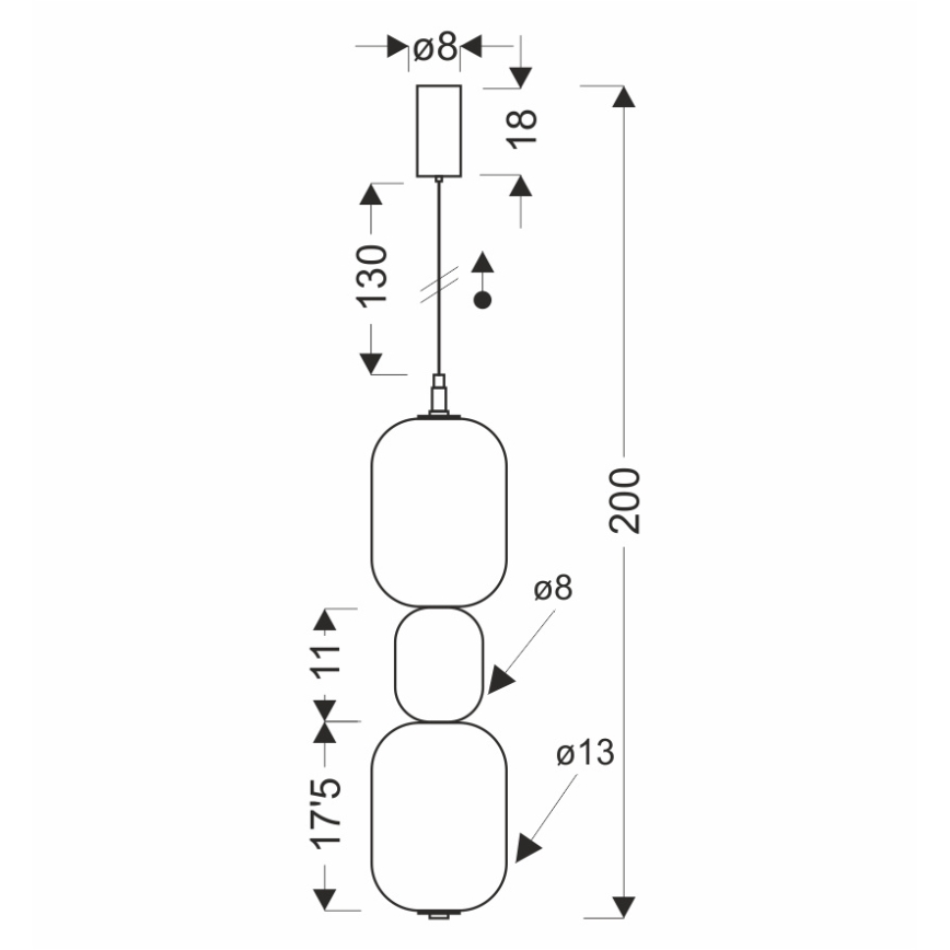 LED luster na lanku PLAYA LED/12W/230V čierny