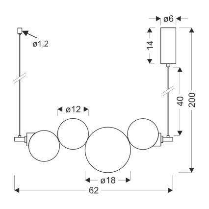 LED luster na lanku PLAYA LED/12W/230V čierny