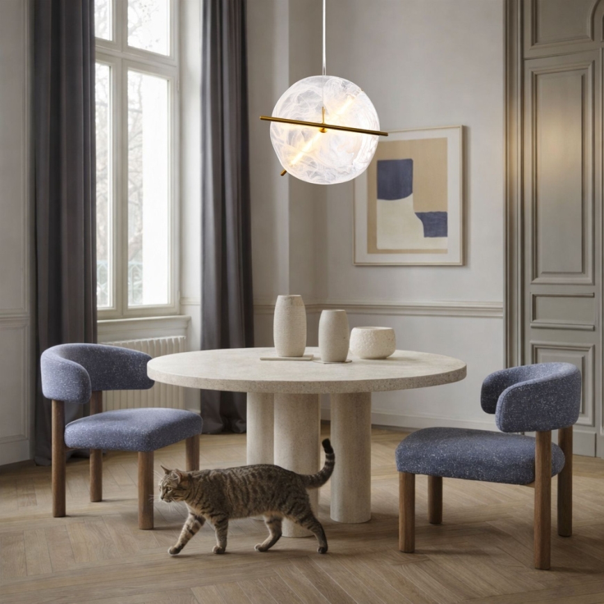 LED Luster na lanku RELAX LED/15W/230V zlatý/biely