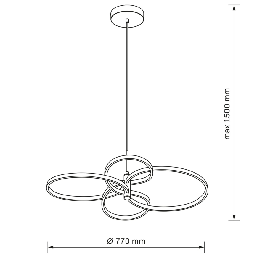 LED luster na lanku RIBBON LED/37W/230V 4000K čierna