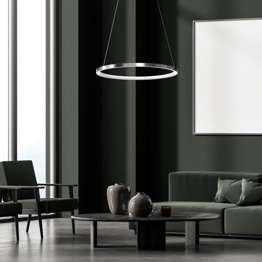 LED Luster na lanku ROTONDA LED/27W/230V lesklý chróm