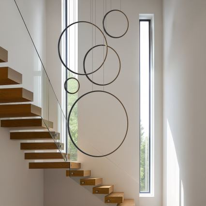 LED luster na lanku SATURNO LED/100W/230V čierny