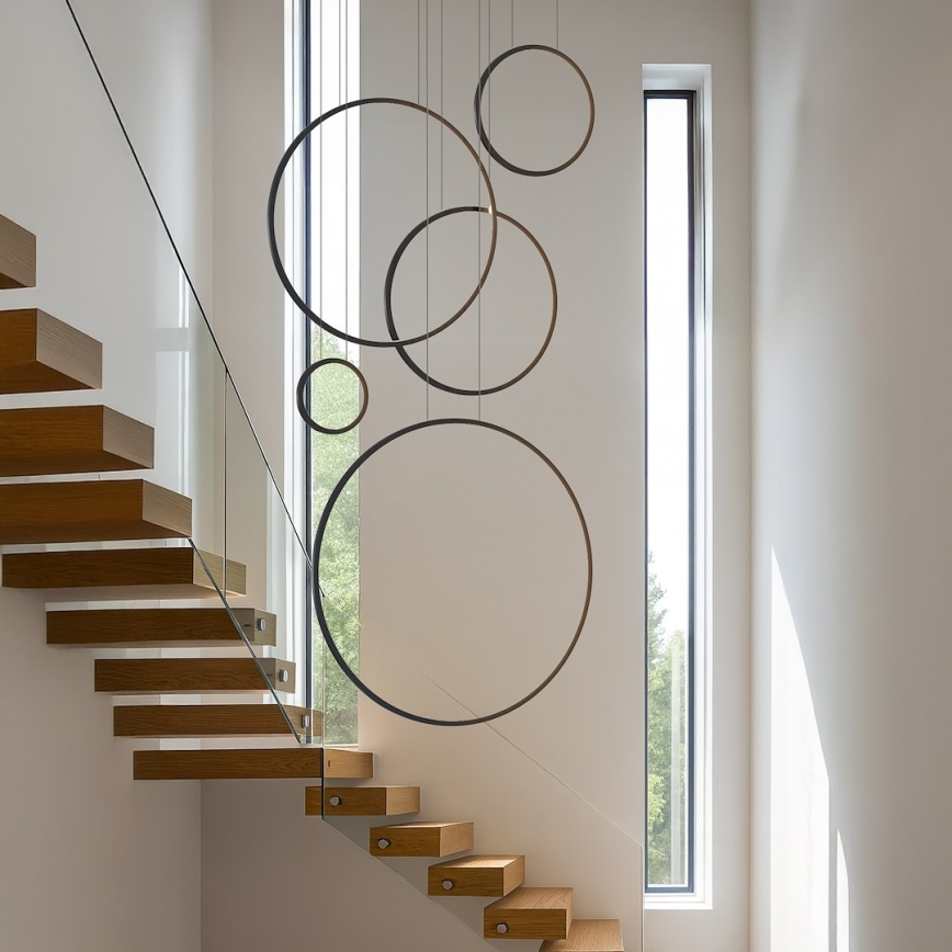 LED luster na lanku SATURNO LED/100W/230V čierny