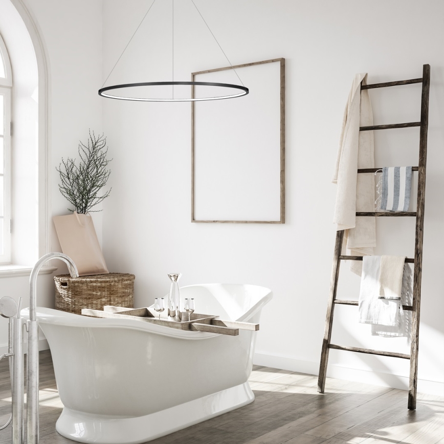 LED luster na lanku SATURNO LED/57W/230V pr. 100 cm IP44 čierna