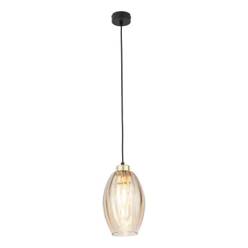 LED luster na lanku SEBO 1xE27/15W/230V čierna/dymová béžová