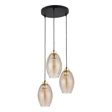 LED luster na lanku SEBO 3xE27/15W/230V čierna/dymová béžová