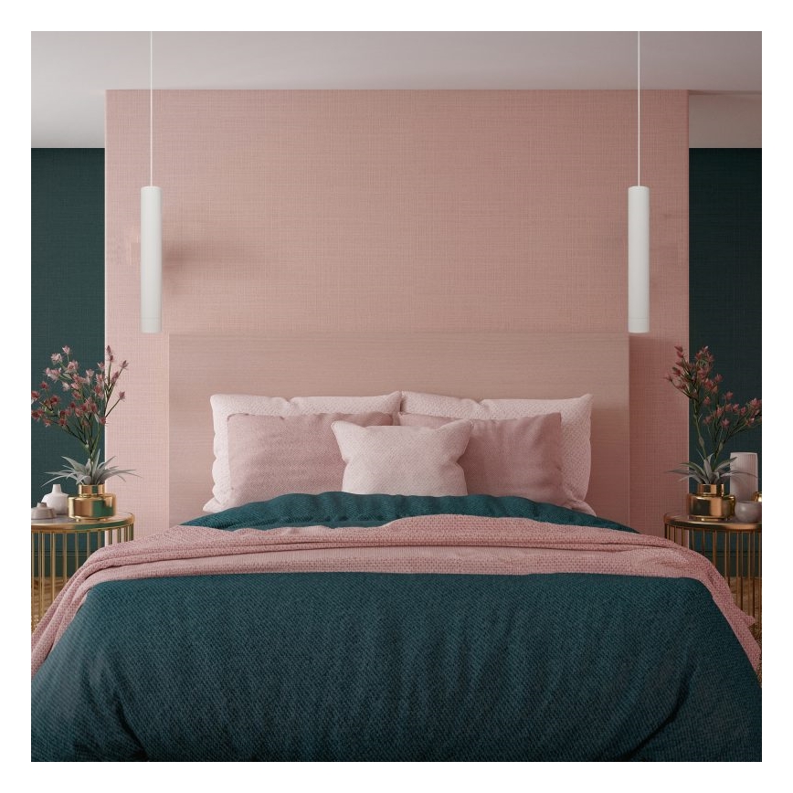 LED Luster na lanku TUBA 1xGU10/4,8W/230V biela