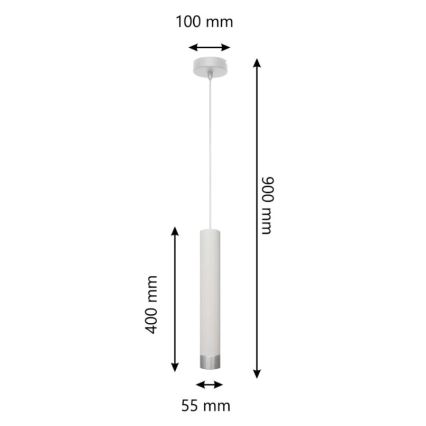 LED Luster na lanku TUBA 1xGU10/4,8W/230V biela/lesklý chróm