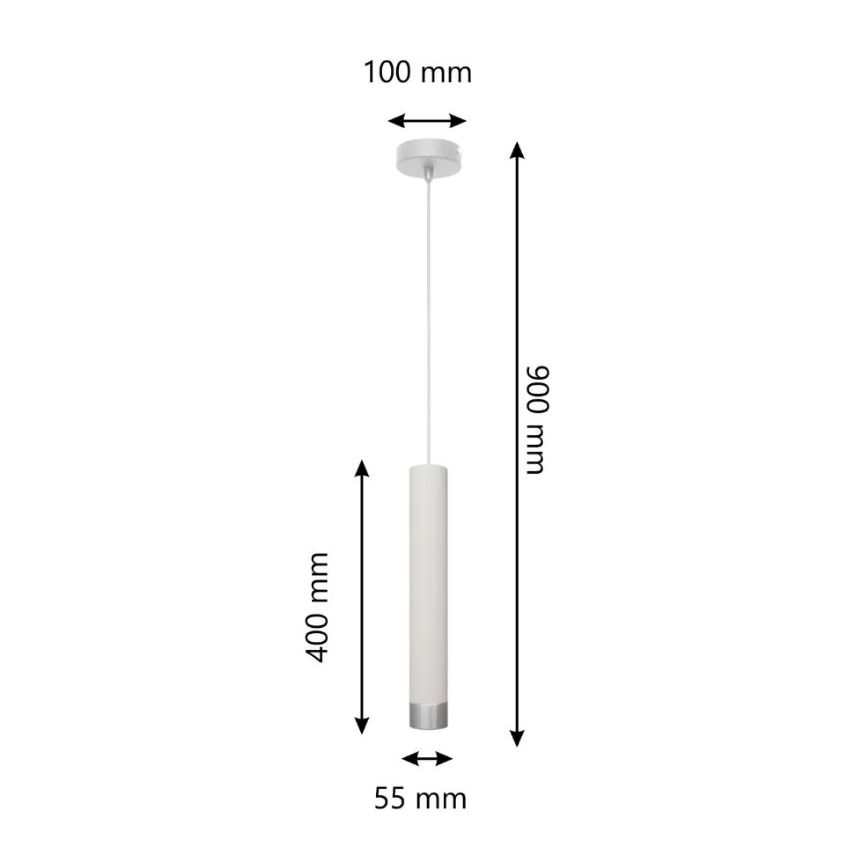 LED Luster na lanku TUBA 1xGU10/4,8W/230V biela/lesklý chróm
