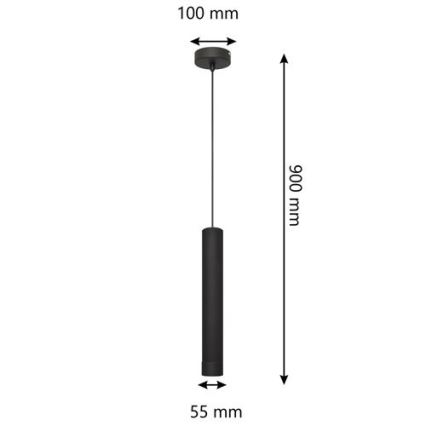 LED Luster na lanku TUBA 1xGU10/4,8W/230V čierna