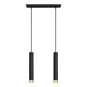 LED Luster na lanku TUBA 2xGU10/4,8W/230V čierna/zlatá