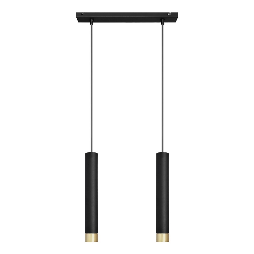 LED Luster na lanku TUBA 2xGU10/4,8W/230V čierna/zlatá