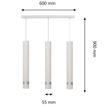 LED Luster na lanku TUBA 3xGU10/4,8W/230V biela/lesklý chróm