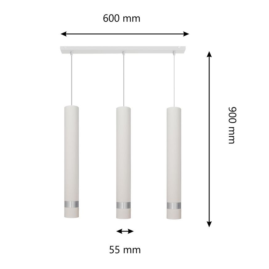 LED Luster na lanku TUBA 3xGU10/4,8W/230V biela/lesklý chróm