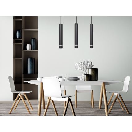 LED Luster na lanku TUBA 3xGU10/4,8W/230V čierna/lesklý chróm