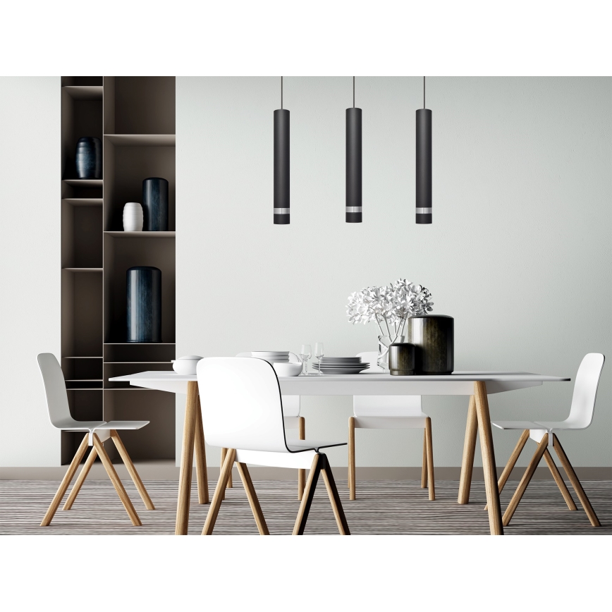 LED Luster na lanku TUBA 3xGU10/4,8W/230V čierna/lesklý chróm